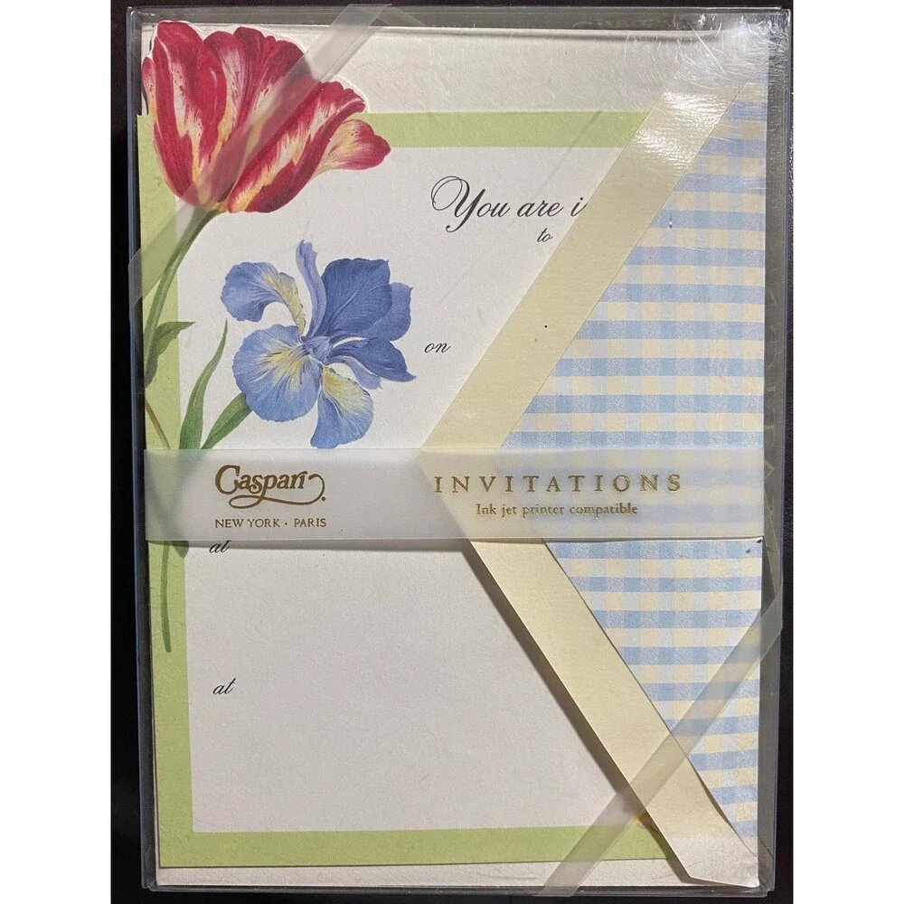 Invitations & Envelopes 2) boxes of 8 Cutting Garden Tulip Design
